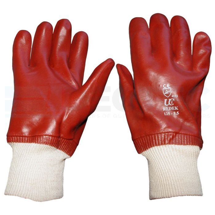 Red PVC Coated Knit Wrist Gloves XL
