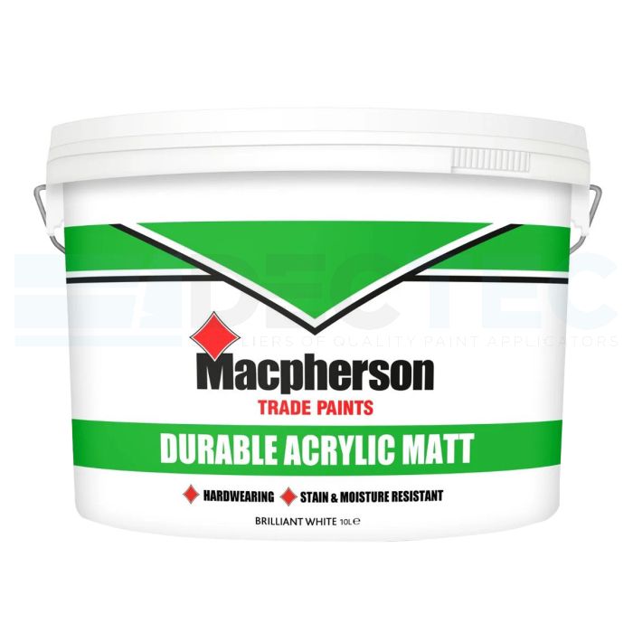 Macpherson Durable Acrylic Matt Brilliant White 10 Litres