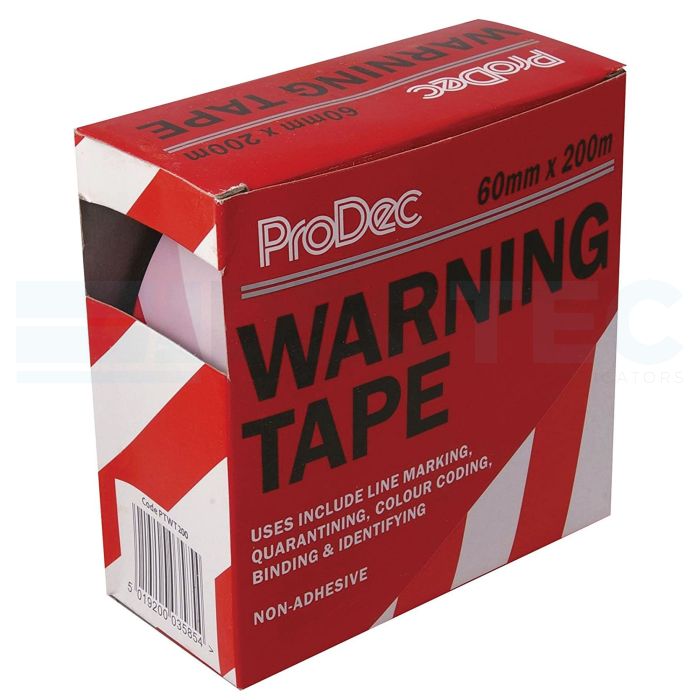 Prodec Red and White Warning Tape