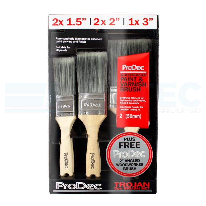 ProDec Trojan Synthetic Paint Brush Set 5 piece